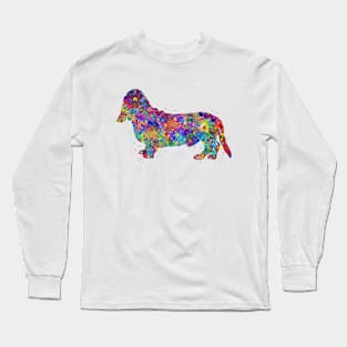 Basset Hound Dog watercolor Long Sleeve T-Shirt